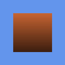 A square shading from bright orange-brown at the top to near-black at the bottom, on cornflower blue.