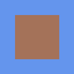 A flat tan-brown square on a cornflower-blue background, evenly lit with no variation across its surface.