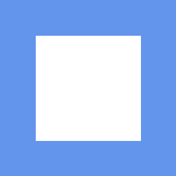 A solid white square on cornflower blue; the specular term has saturated the whole surface.