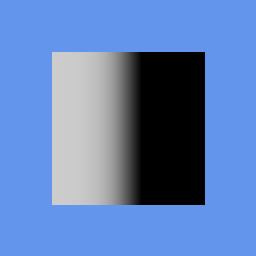 A quad shading smoothly from white on the left to black on the right, on cornflower blue.